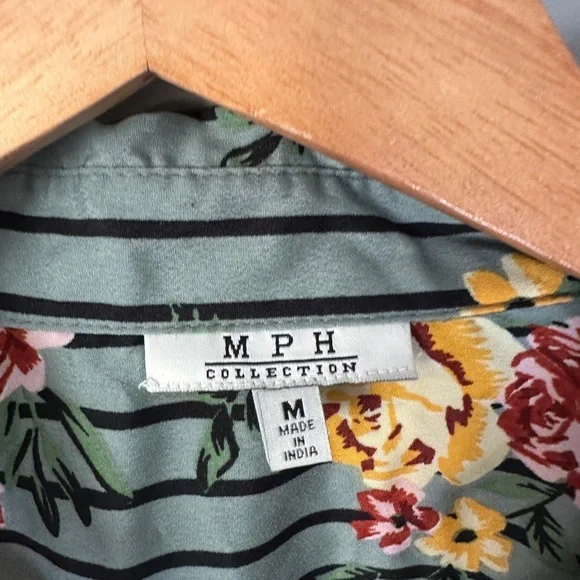 MPH Collection Floral Striped Button-Up Dress - Picture 2 of 4